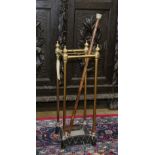 Art Deco brass and cast iron umbrella rack, 25"h