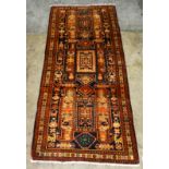 Semi antique Azerbaijan Caucasian carpet, 4'2" x 10'