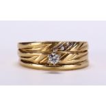 (Lot of 2) Diamond and 14k yellow gold rings Including 1) full-cut diamond, weighing approximately