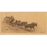 Edward Borein (American, 1872-1945), "The Overland Mail," 1922, etching, signed and dated in plate