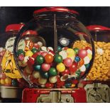 Charles Bell (American, 1935-1995), The Ultimate Gumball, 1981, serigraph on masonite, signed and