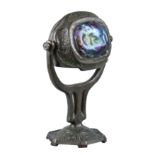 Tiffany Studios New York Turtleback desk lamp, in the "Zodiac" pattern, having a patinated bronze