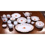 (lot of 33) Herend partial table service in the Asian Bouquet pattern, each having a gilt rim, the