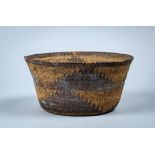 Antique Northwest Coast Pomo coiled basket, 19th century, having repeating geometric decoration, 4"h