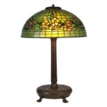 Tiffany Studios New York Dogwood pattern leaded glass table lamp