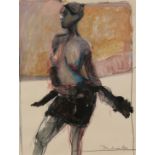 (lot of 3) Kim Frohsin (American, b. 1961), Nude Studies, 1990, mixed medias on paper, each signed