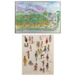 (lot of 2) Marty Links (American, 20th century), Golden Gate Park & Study of Figures, watercolor and