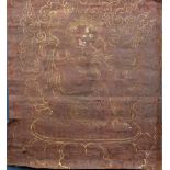 Himalayan painted thangka, Vajrabhairava, gilt and color on textile, the wrathful protector deity