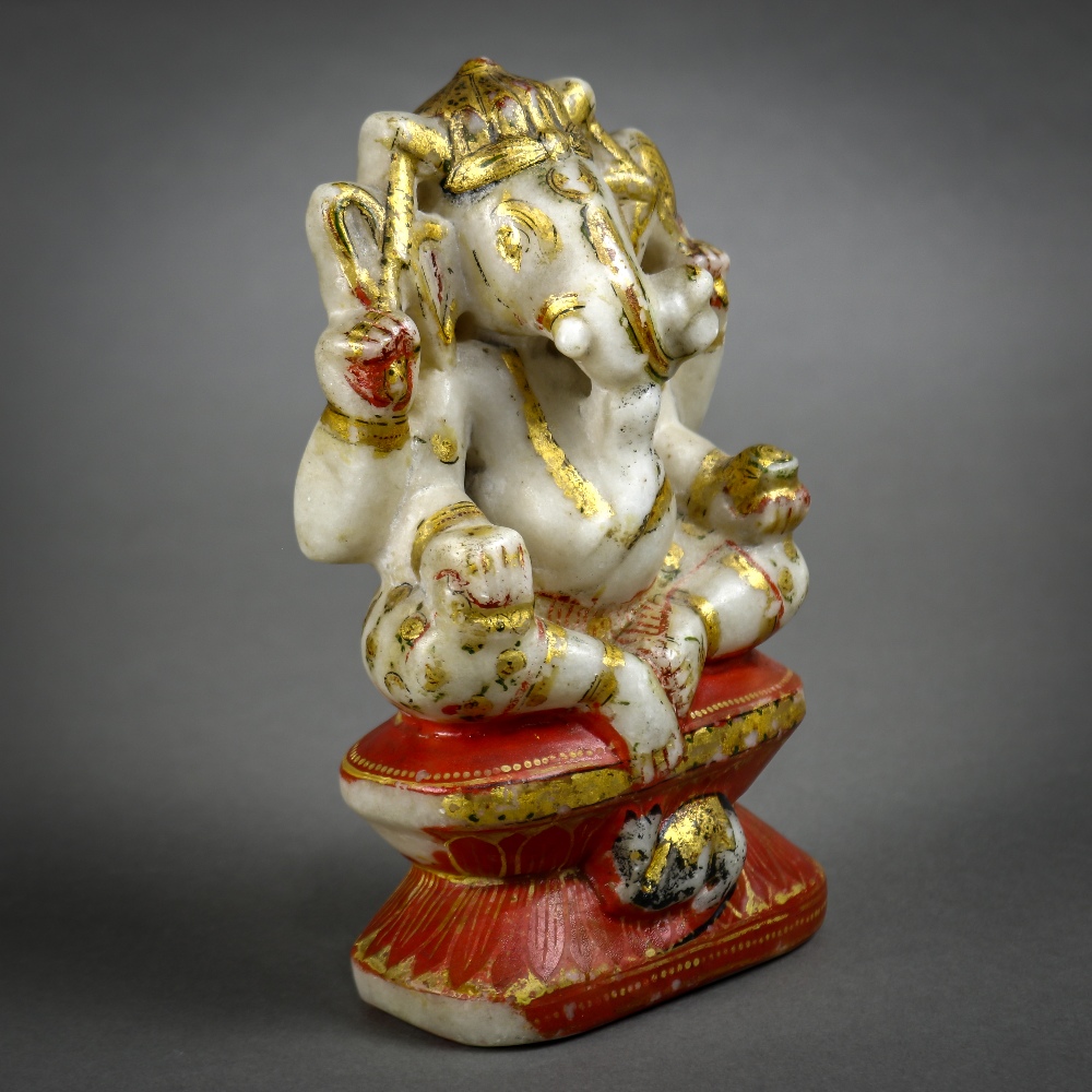 Southeast Asian polychrome marble sculpture of Ganesha, with associated attributes in the four - Image 2 of 5