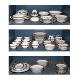 Three bins of German Altwasser Silesia porcelain table service, consisting of (12) dinner plates, (