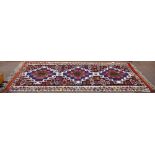 Semi antique Konya kilim carpet, 12'5" x 5'5"