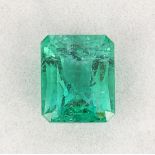 Unmounted emerald The unmounted emerald-cut emerald, measures approximately 8.80 X 7.25 X 5.70 mm,