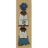 Mid Century Raul Coronel (American / Mexican b. 1926) stoneware wall plaque, depicting two