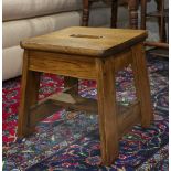 Arts and Crafts style stepping stool, 13"h x 12"w