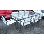 (lotof 9) Brown and Jordan outdoor dining table with (8) chairs