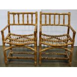 Pair of McGuire armchairs, having a bamboo frame, 34"h x 22"w x 19"d; Provenance:  Property from a