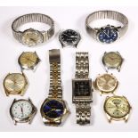 (Lot of 11) Metal watches Including 4) Timex metal wristwatches (2 are missing bracelets); 2) Benrus