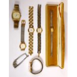 (Lot of 7) Metal wristwatches Including 1) square Timex metal wristwatch; 1) metal Timex wristwatch;