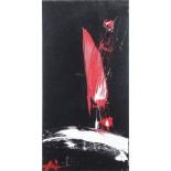 Red Sail, oil on canvas, initialed "AL" lower left, 20th century, canvas (unframed): 23.5"h x 12"w