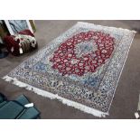 Persian part silk Nain carpet, 7' x 10'10"