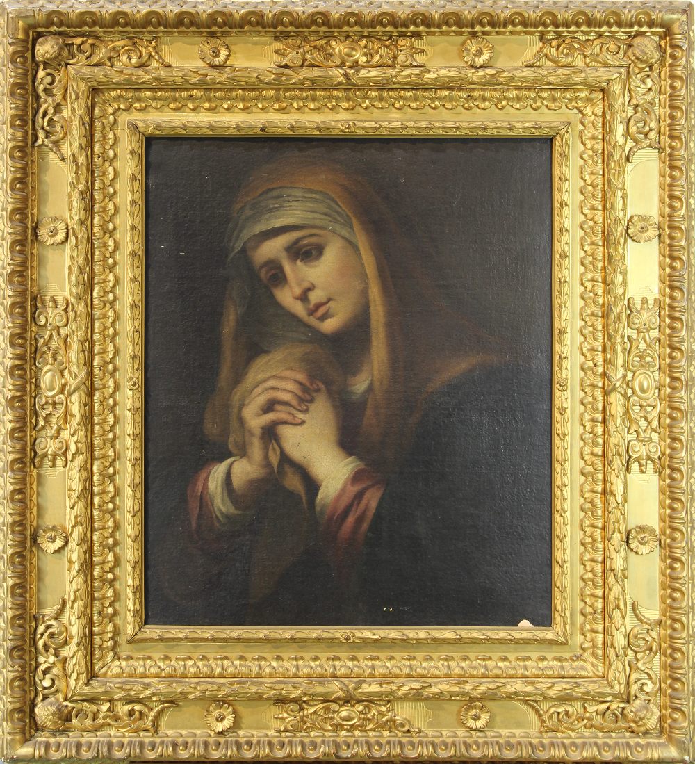 European School (19th century), Madonna, oil on canvas, unsigned, overall (with frame): 36.5"h x - Image 4 of 4