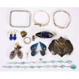 (Lot of 14) Multi-stone, enamel, sterling silver, silver and metal jewelry Including 1) Russian