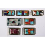 (Lot of 7) Multi-stone, glass bead and metal money clips Including 6) shell, lavalite, lapis lazuli,
