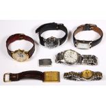 (Lot of 6) Metal wristwatches Including 3) Seiko metal wristwatches (parts missing and broken); 1)