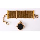 (Lot of 2) Multi-stone, 14k yellow gold, gold-filled chain and fob Including 1) sard intaglio, blood