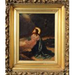 Portrait of Christ, oil on canvas, signed "E. J. Henning" verso, 19th century, overall (with