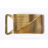 Tiffany & Co. 14k yellow gold belt buckle The 14k yellow gold, diagonally ribbed belt buckle,