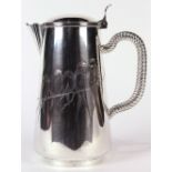 Russian 84 silver and gilt wash lidded pitcher, 1892, Moscow, of cylindrical form with beaded rim,