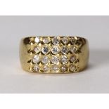 Diamond and 14k yellow gold ring Featuring (20) round-cut diamonds, weighing a total of