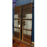 (lot of 2) Japanese pair of iron fortified large wooden gates, 19th century, decorated with iron and