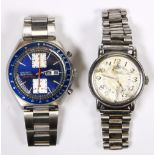 (Lot of 2) Metal wristwatches Including 1) Seiko 5 Sports Speed-Timer stainless steel Chronograph
