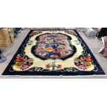 Chinese art deco style floral rug, 9" x 12"