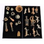 (lot of 24) Old ceramic remnants, possibly Pre-columbian, consisting of whistles and pipes, as