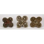 (Lot of 3) Tribal Indian metal rings Including 1) quatre foil ring, made up of (4) 25 paise coins,