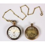 (Lot of 2) Metal open face pocket watches Including 1) Elgin gold-filled, open face pocket watch, in