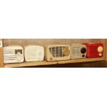 (lot of 5) Vintage radios, including examples by Arvin, largest, 5"h x 8"w x 3.5"d