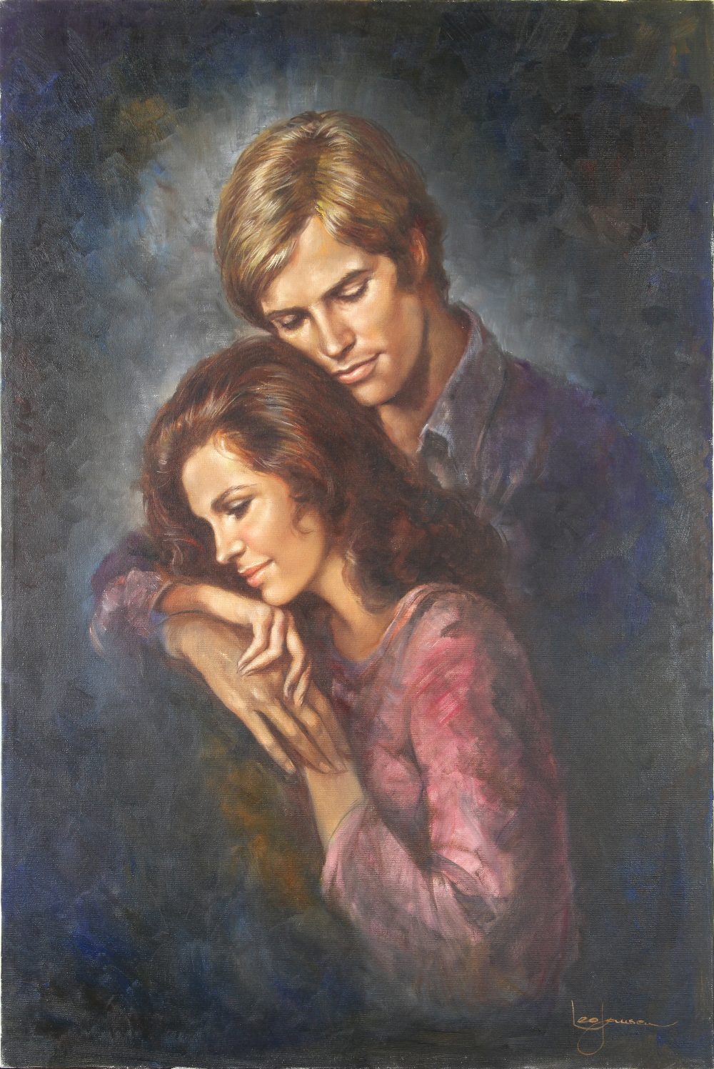 Leo Jansen (American, 1930-1980), Couple's Portrait, oil on canvas, signed lower right, stamped