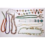 (Lot of 8) Multi-stone and sterling silver necklaces Including 1) Los Castillo turquoise and