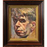 Russian School (20th century), Portrait of a Man, oil on board, signed "Galkin" (in Cyrillic) verso,