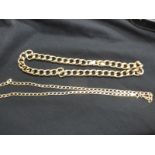 Two yellow metal necklace chains one marked 9ct