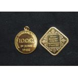 2 gold medallions, approx. weight 13.4g