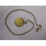 A 9ct necklace with coin set pendant