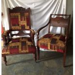 Two 19th century arm chairs with matching upholstery