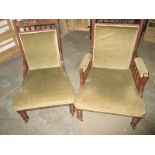 Two 19th century upholstered arm chairs