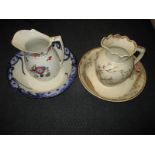 A jug and bowl set and 2 other wash stand items