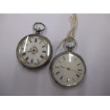 Two continental silver cased fob watches
